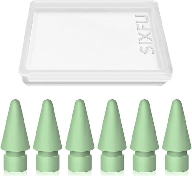 SIXFU 6 Pack Tips for Apple Pencil tip, Apple Pen Tip Compatible with iPad Pencil Tip with Cover Case for Apple Pencil Pro/USB-C/ 1st Gen/ 2nd Generation iPencil(Green) - Image 1